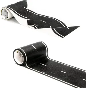 PlayTape Road Tape and Curves for Toy Cars - 1 Roll of 30 ft. x 4 in. Black Road   1 Roll of 12 Curves