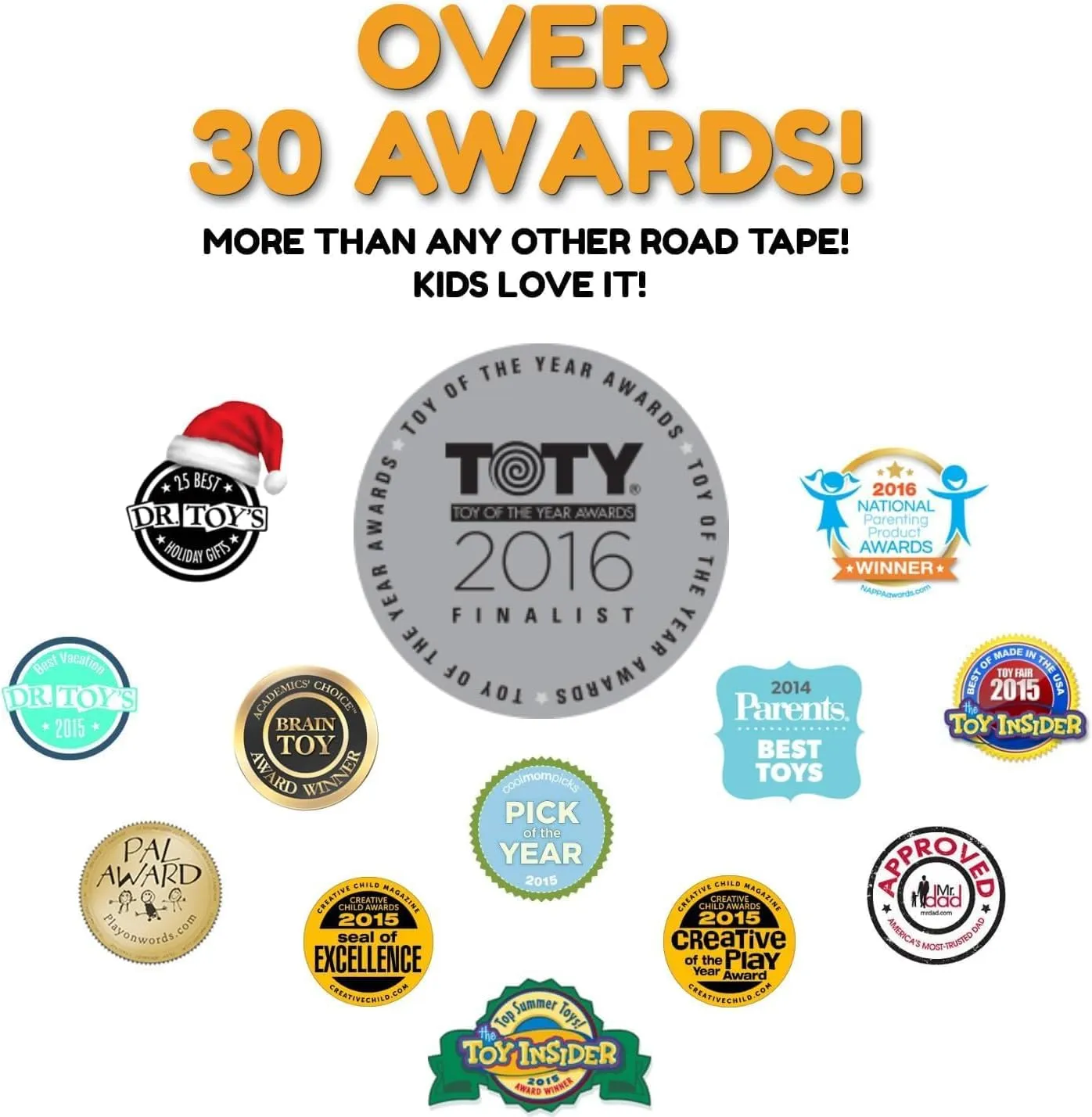 PlayTape Road Tape and Curves for Toy Cars - 1 Roll of 60 ft. x 2 in. Asphalt Road   1 Roll of 36 Curves