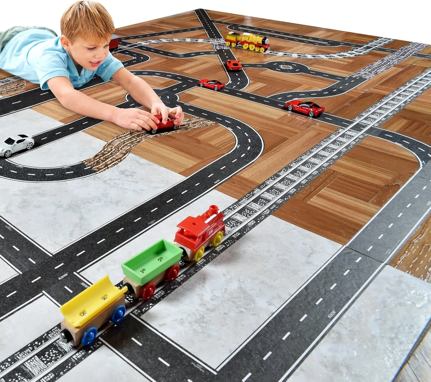 PlayTape Road Tape for Toy Cars - Sticks to Flat Surfaces; No Residue; 4-Pack of 30 ft. x 2 in. Asphalt Road