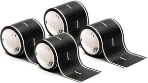 PlayTape Road Tape for Toy Cars - Sticks to Flat Surfaces; No Residue; 4-Pack of 30 ft. x 2 in. Asphalt Road
