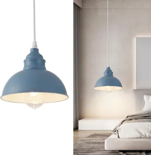 Plug in Pendant Light, 15FT Hanging Lights, On/Off Switch, Industrial Pendant Light with Plug in Cord, Metal Hanging Lamps for Living Room, Kitchen, Dining Room Blue