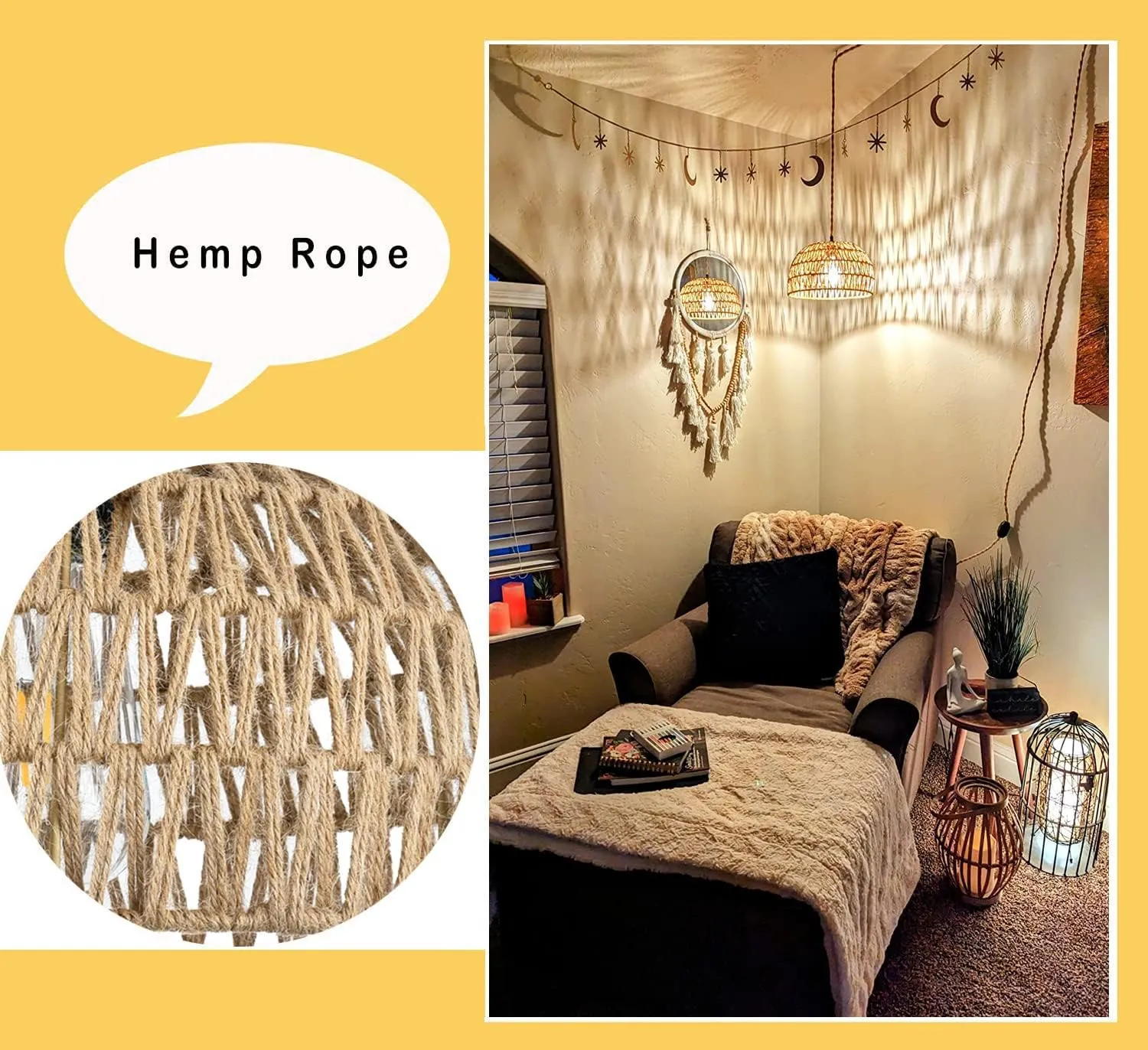 Plug In Pendant Light Hanging Lights With Plug In Cord Dimmable Rattan Hanging Lamp Wicker Woven Basket Lampshade Farmhouse Industrial Boho Plug In Ceiling Light Fixture For Living Room Kitchen