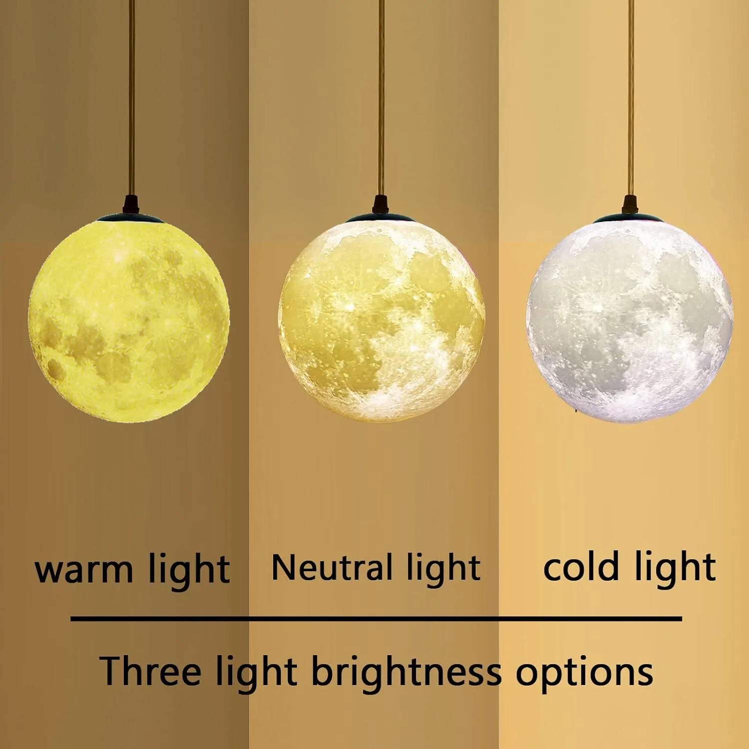 Plug in Pendant Lighting with Cord,Hanging Lamps That Plug Into Wall Outlet White,16.4Ft Hanging Light Cord with Switch,3D Paint Hanging Moon Light for Kids Room(Bulb Included)