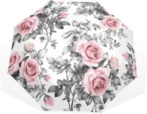 Poeticcity Rain Travel Umbrella, Hand Open Close Windproof Waterproof Folding Umbrella, Compact Canopy Strong Ray Parasol Umbrella
