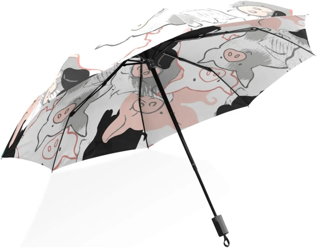 Poeticcity Rain Travel Umbrella, Hand Open Close Windproof Waterproof Folding Umbrella, Compact Canopy Strong Ray Parasol Umbrella