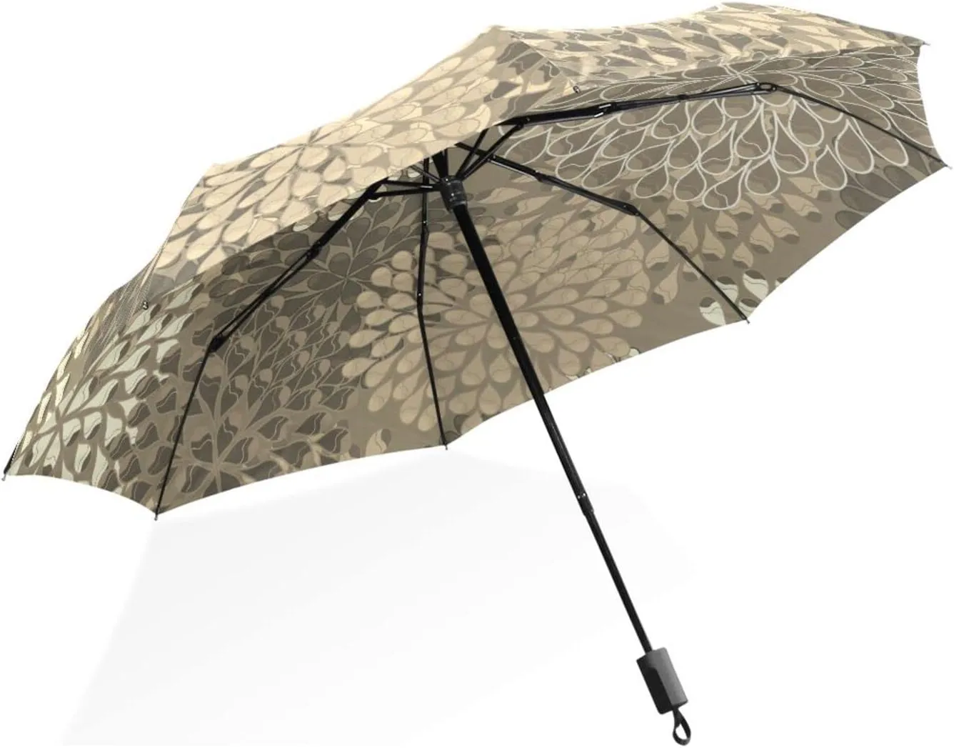 Poeticcity Rain Travel Umbrella, Hand Open Close Windproof Waterproof Folding Umbrella, Compact Canopy Strong Ray Parasol Umbrella