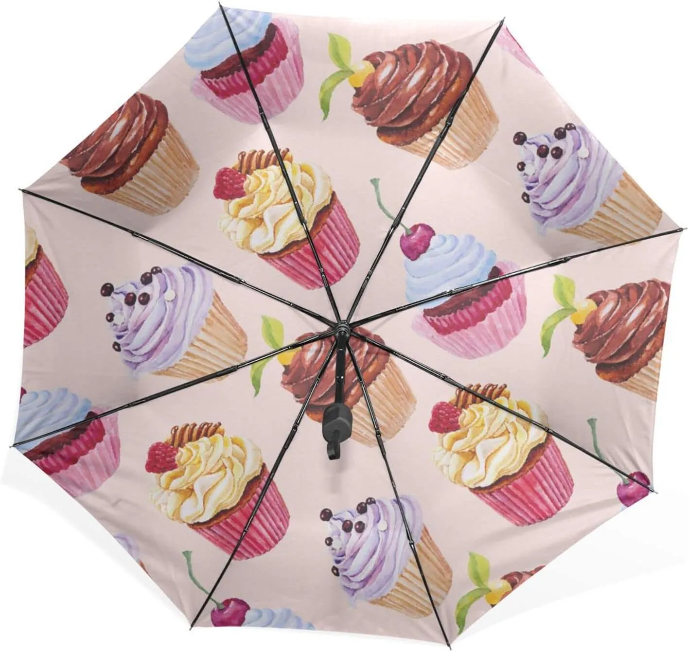Poeticcity Rain Travel Umbrella, Hand Open Close Windproof Waterproof Folding Umbrella, Compact Canopy Strong Ray Parasol Umbrella