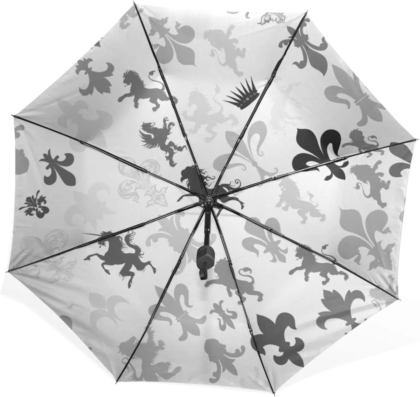 Poeticcity Rain Travel Umbrella, Hand Open Close Windproof Waterproof Folding Umbrella, Compact Canopy Strong Ray Parasol Umbrella