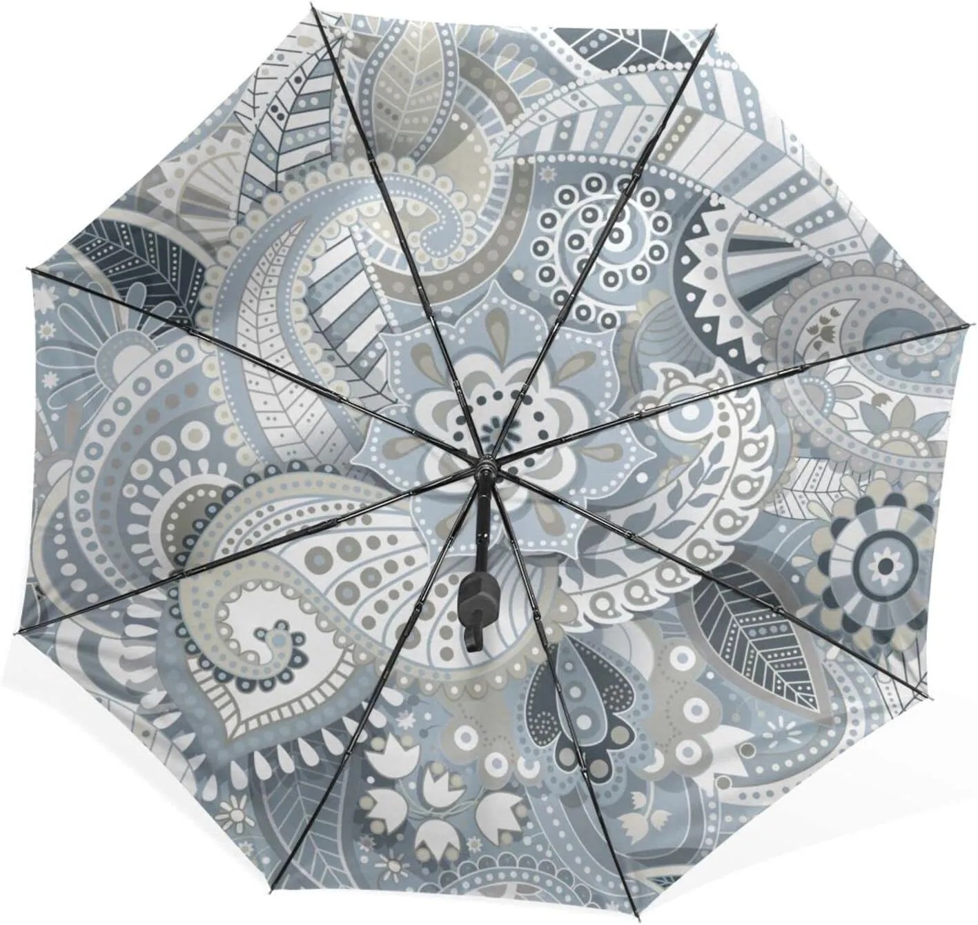 Poeticcity Rain Travel Umbrella, Hand Open Close Windproof Waterproof Folding Umbrella, Compact Canopy Strong Ray Parasol Umbrella