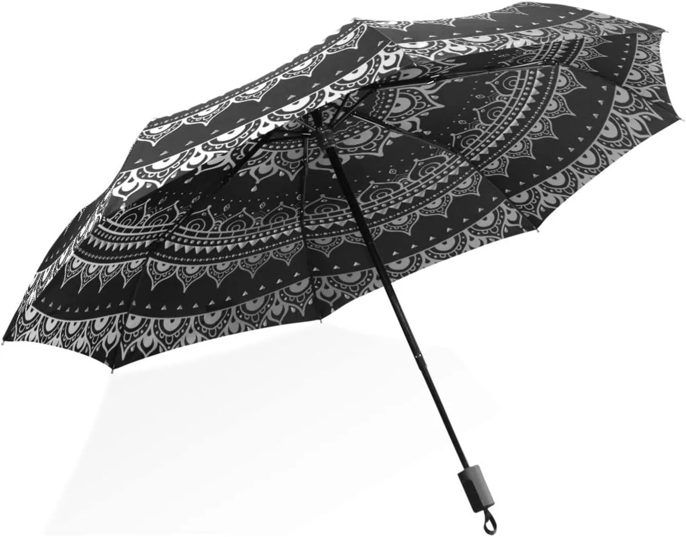 Poeticcity Rain Travel Umbrella, Hand Open Close Windproof Waterproof Folding Umbrella, Compact Canopy Strong Ray Parasol Umbrella