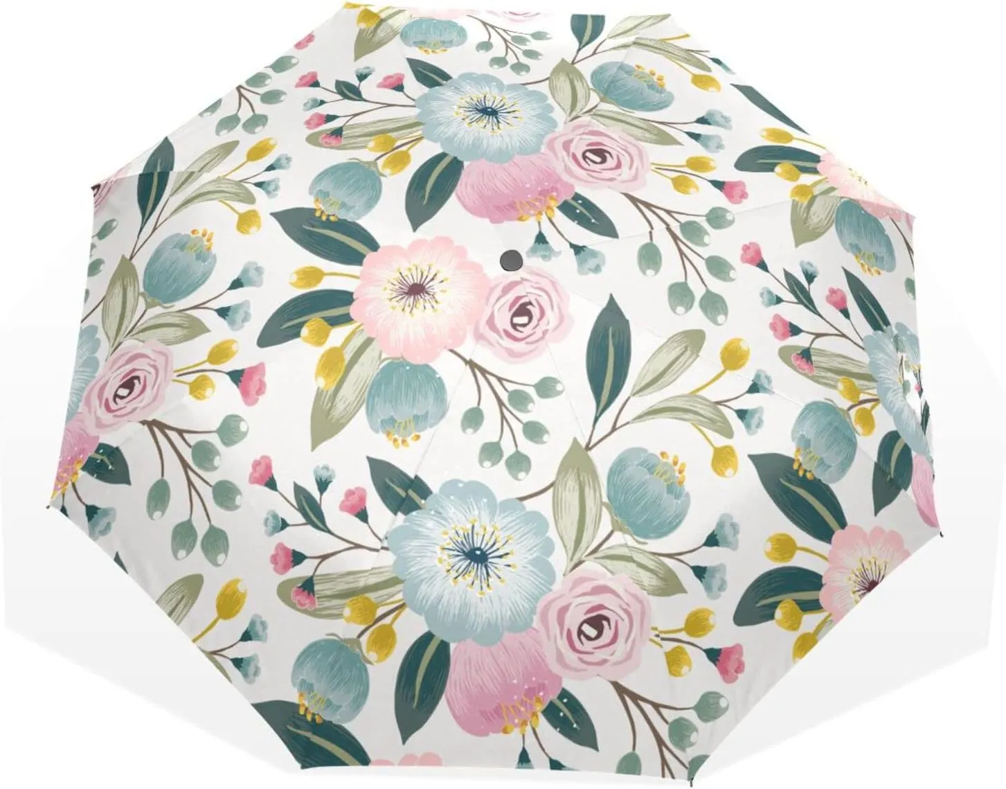 Poeticcity Rain Travel Umbrella, Hand Open Close Windproof Waterproof Folding Umbrella, Compact Canopy Strong Ray Parasol Umbrella