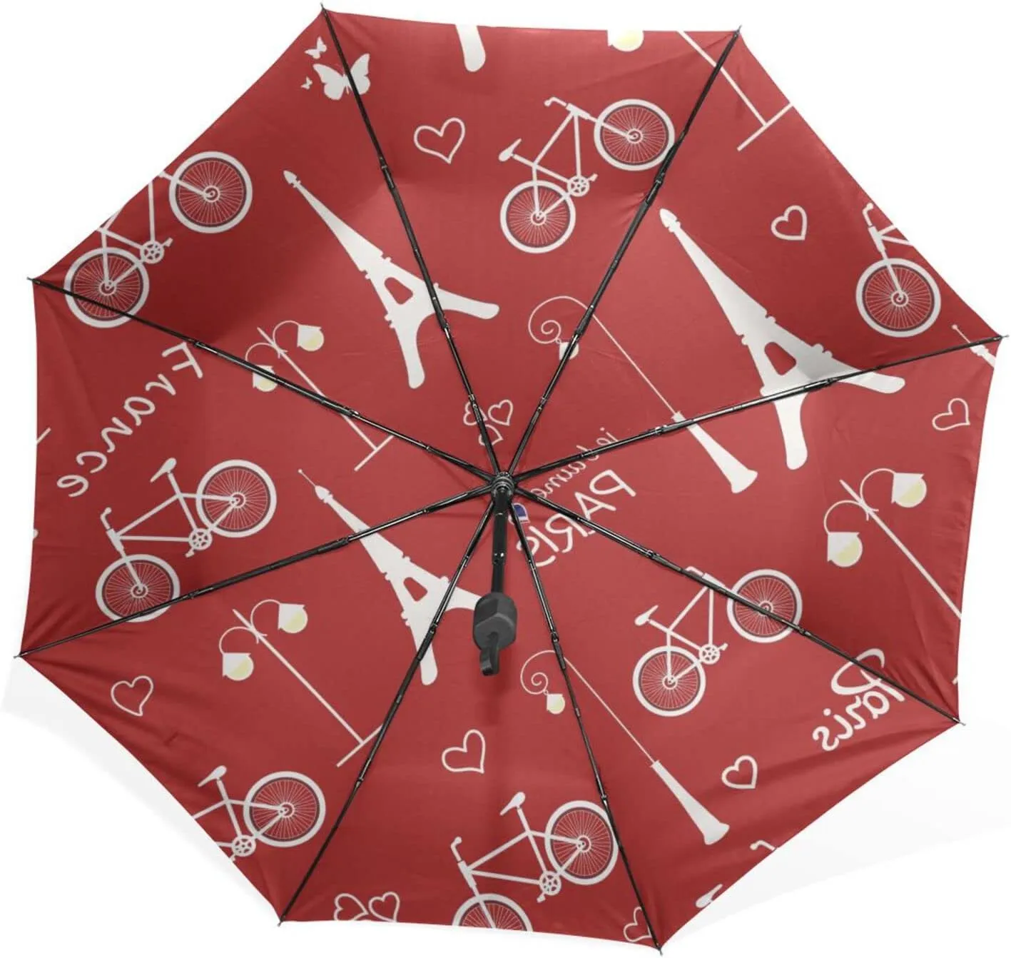 Poeticcity Rain Travel Umbrella, Hand Open Close Windproof Waterproof Folding Umbrella, Compact Canopy Strong Ray Parasol Umbrella