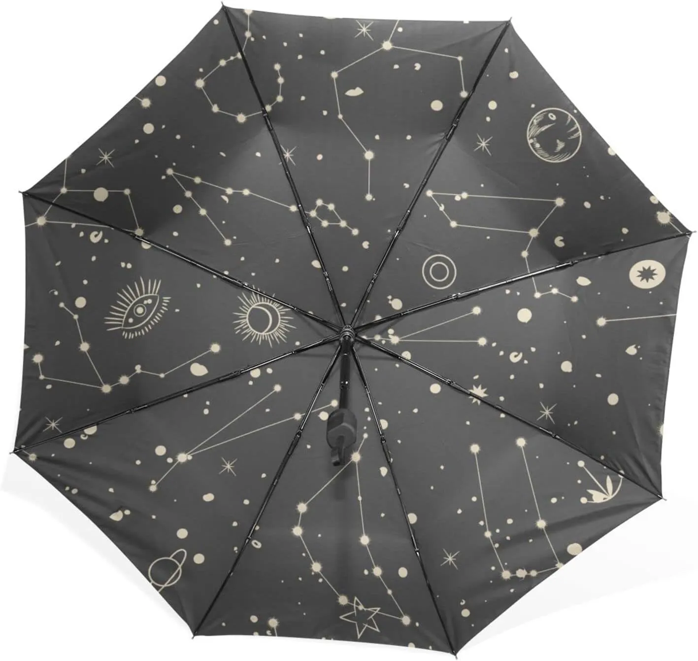 Poeticcity Rain Travel Umbrella, Hand Open Close Windproof Waterproof Folding Umbrella, Compact Canopy Strong Ray Parasol Umbrella