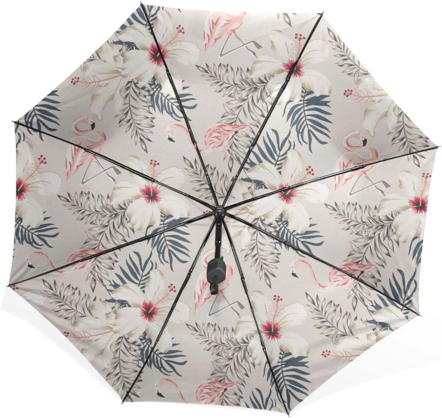 Poeticcity Rain Travel Umbrella, Hand Open Close Windproof Waterproof Folding Umbrella, Compact Canopy Strong Ray Parasol Umbrella