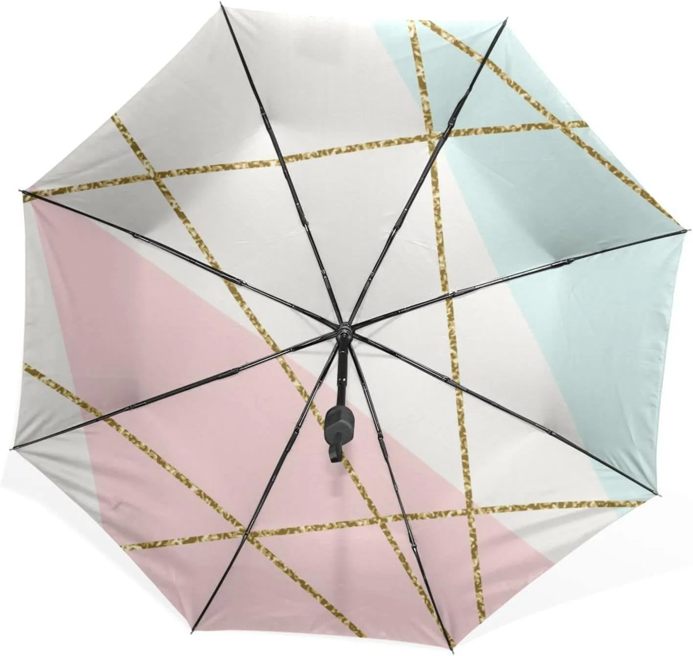 Poeticcity Rain Travel Umbrella, Hand Open Close Windproof Waterproof Folding Umbrella, Compact Canopy Strong Ray Parasol Umbrella