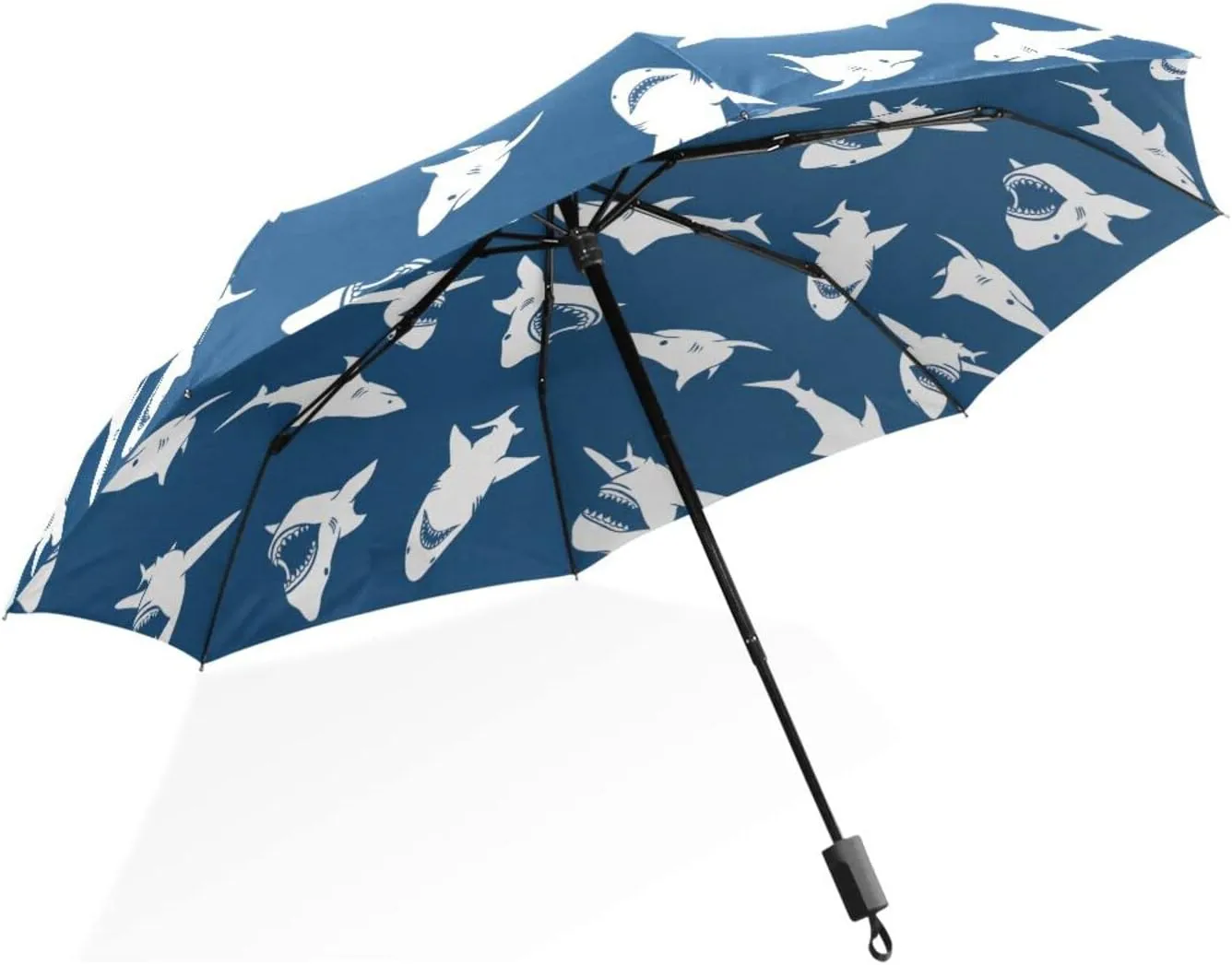 Poeticcity Rain Travel Umbrella, Hand Open Close Windproof Waterproof Folding Umbrella, Compact Canopy Strong Ray Parasol Umbrella