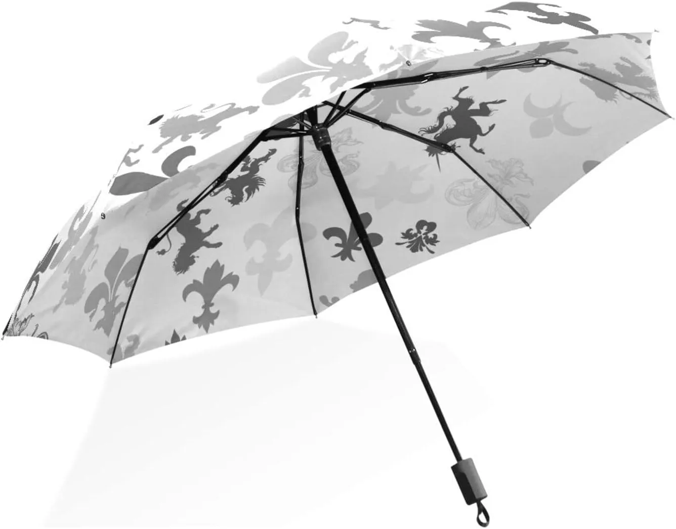 Poeticcity Rain Travel Umbrella, Hand Open Close Windproof Waterproof Folding Umbrella, Compact Canopy Strong Ray Parasol Umbrella