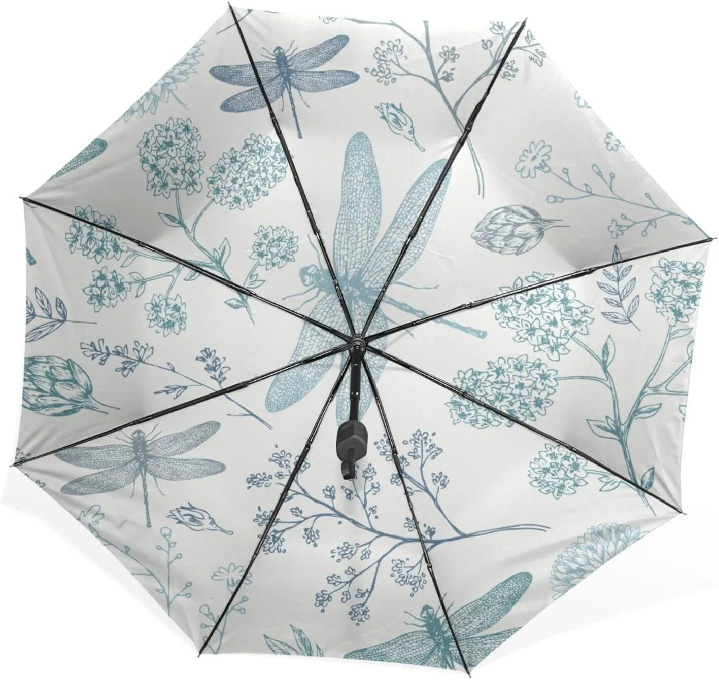 Poeticcity Rain Travel Umbrella, Hand Open Close Windproof Waterproof Folding Umbrella, Compact Canopy Strong Ray Parasol Umbrella