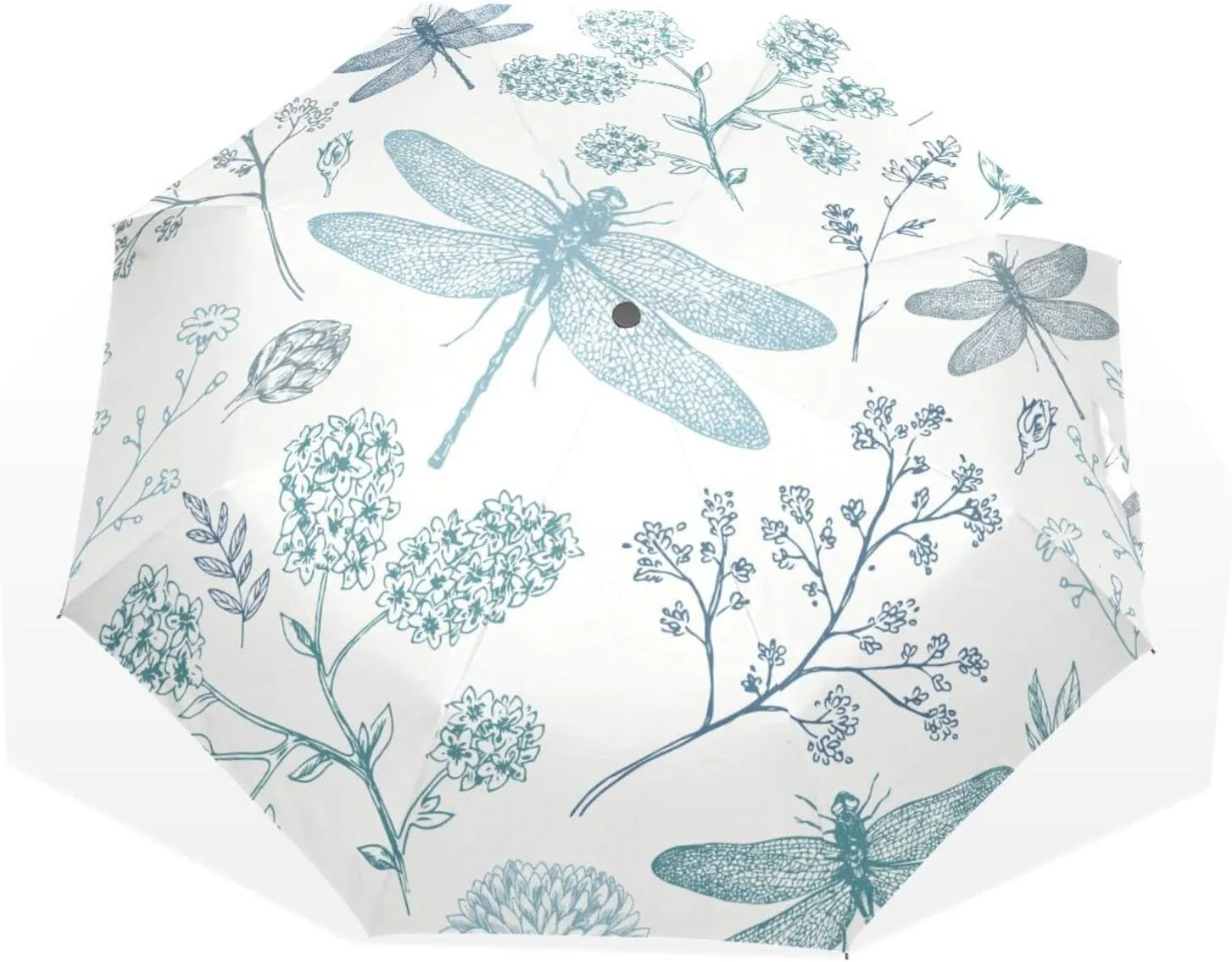 Poeticcity Rain Travel Umbrella, Hand Open Close Windproof Waterproof Folding Umbrella, Compact Canopy Strong Ray Parasol Umbrella