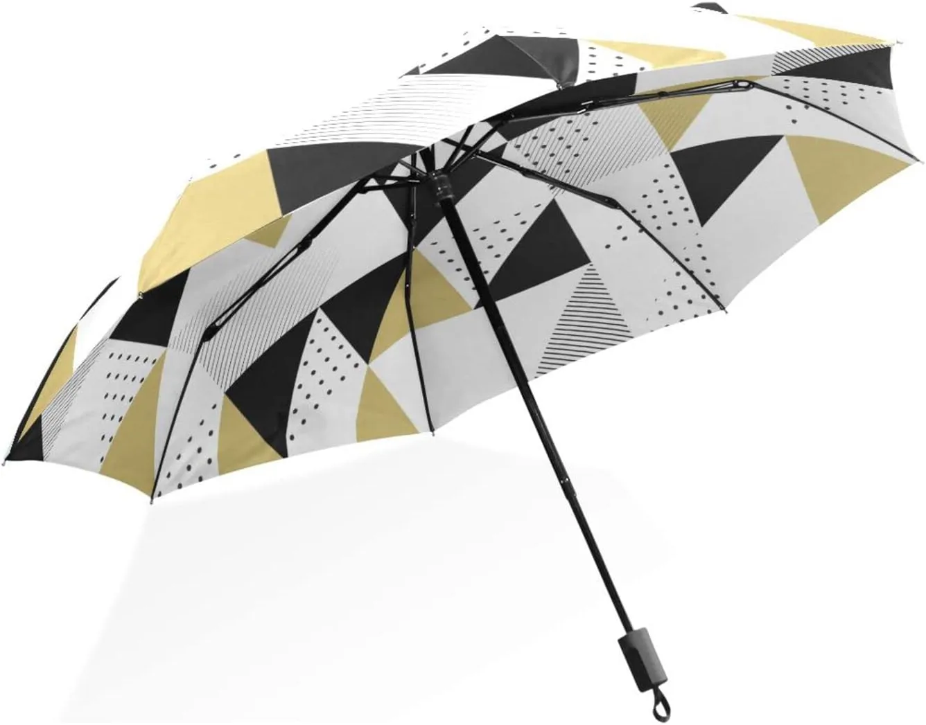 Poeticcity Rain Travel Umbrella, Hand Open Close Windproof Waterproof Folding Umbrella, Compact Canopy Strong Ray Parasol Umbrella