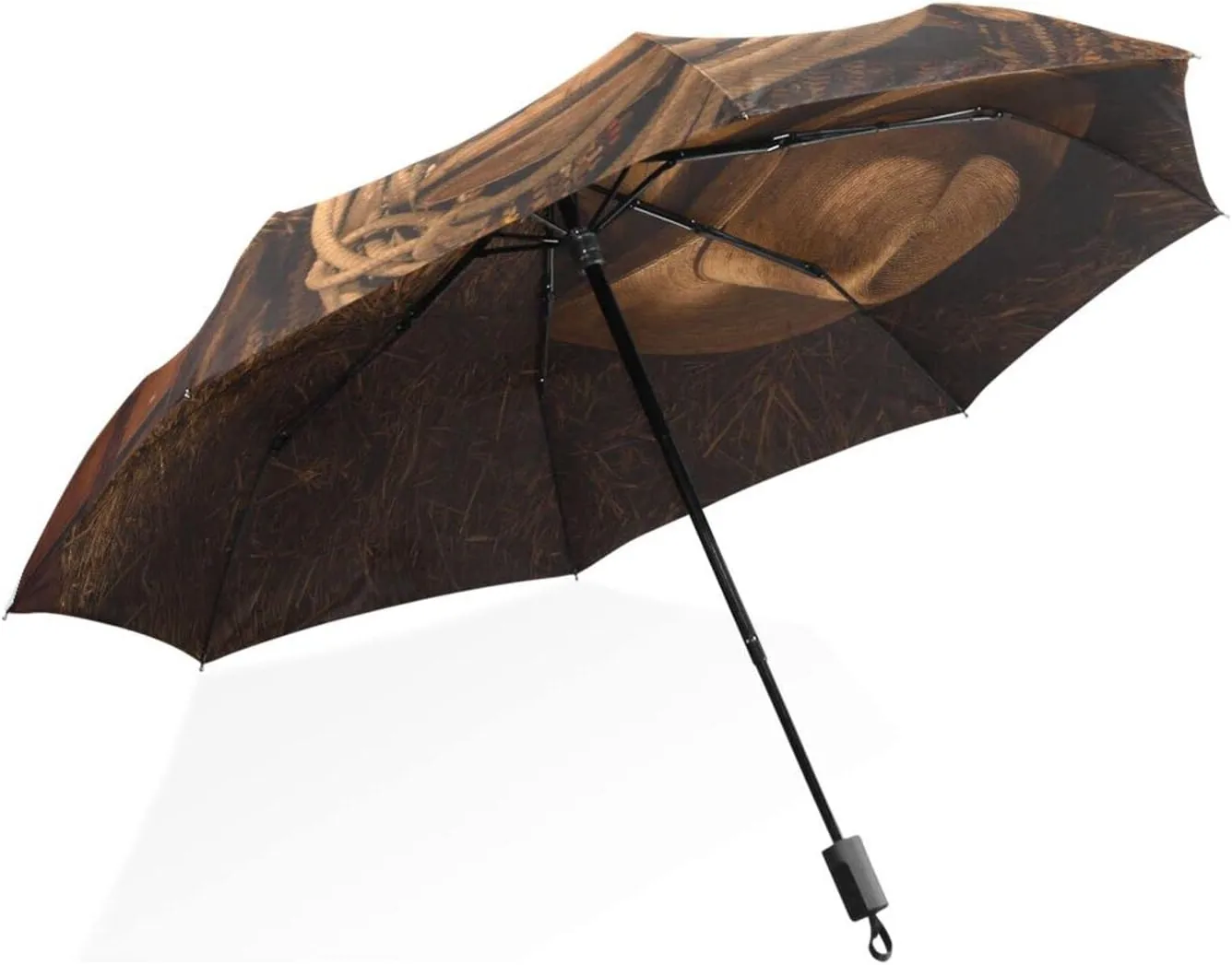 Poeticcity Rain Travel Umbrella, Hand Open Close Windproof Waterproof Folding Umbrella, Compact Canopy Strong Ray Parasol Umbrella