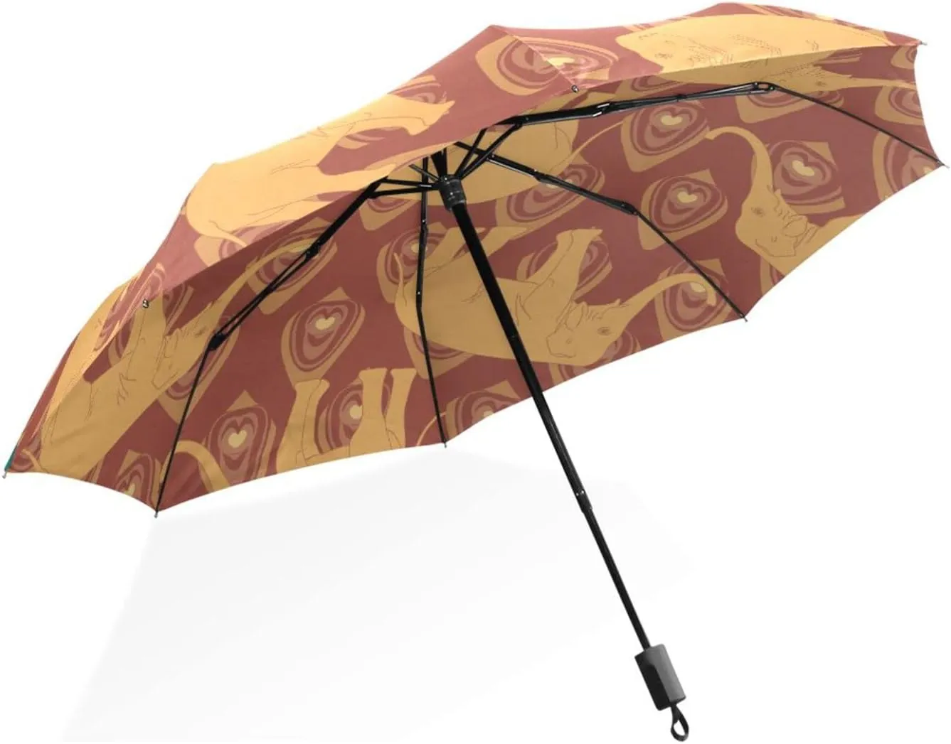 Poeticcity Rain Travel Umbrella, Hand Open Close Windproof Waterproof Folding Umbrella, Compact Canopy Strong Ray Parasol Umbrella