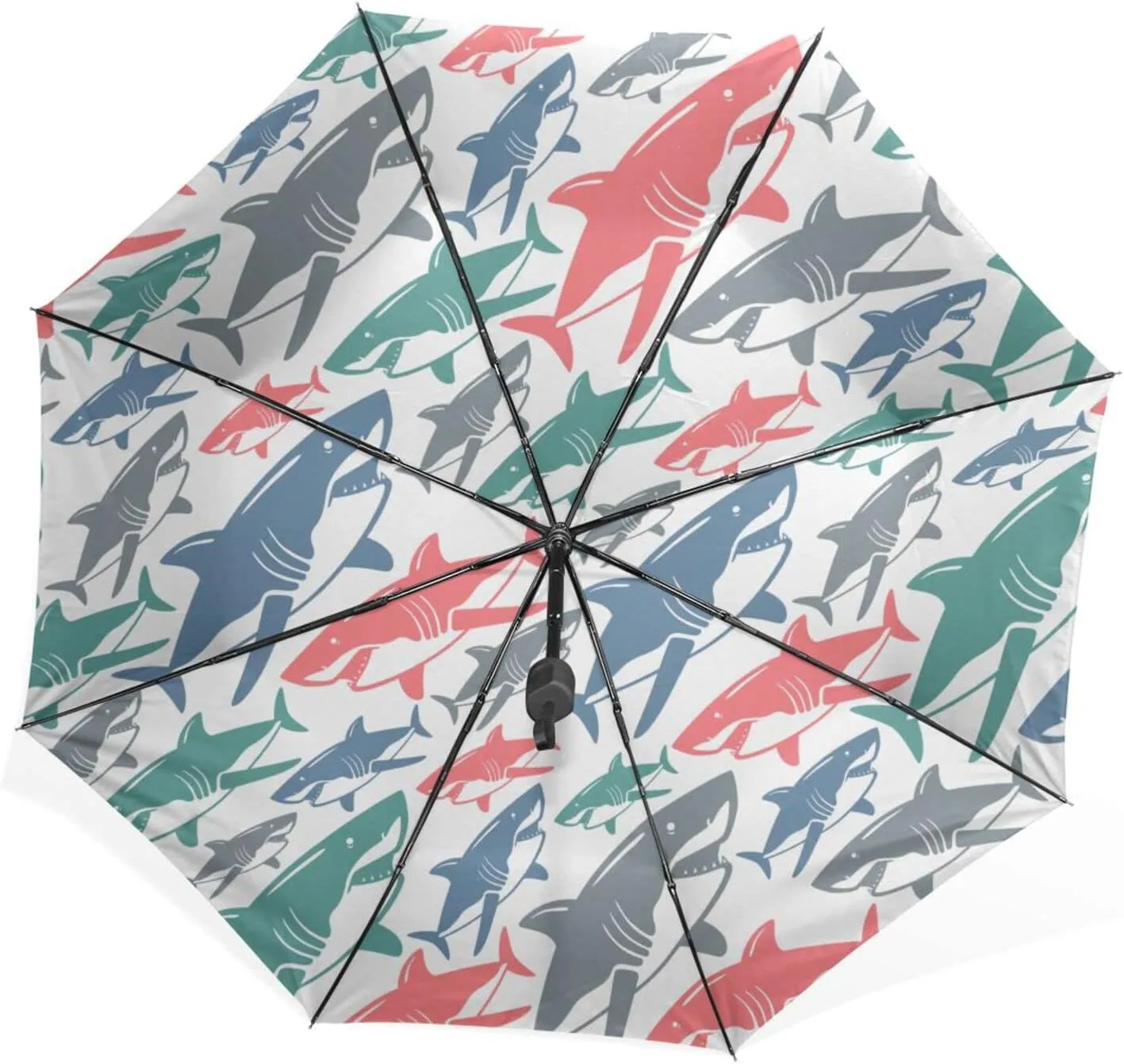 Poeticcity Rain Travel Umbrella, Hand Open Close Windproof Waterproof Folding Umbrella, Compact Canopy Strong Ray Parasol Umbrella