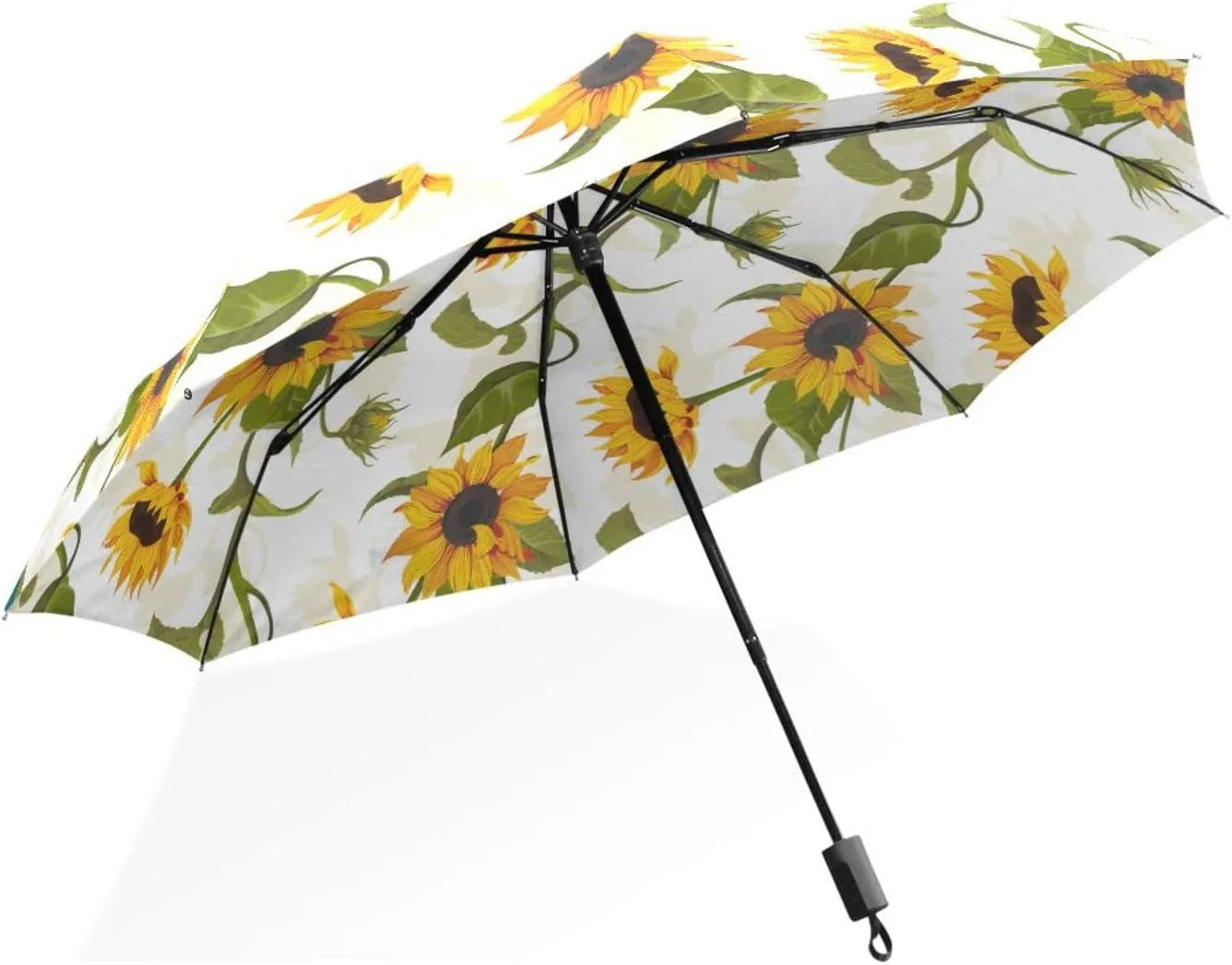 Poeticcity Rain Travel Umbrella, Hand Open Close Windproof Waterproof Folding Umbrella, Compact Canopy Strong Ray Parasol Umbrella