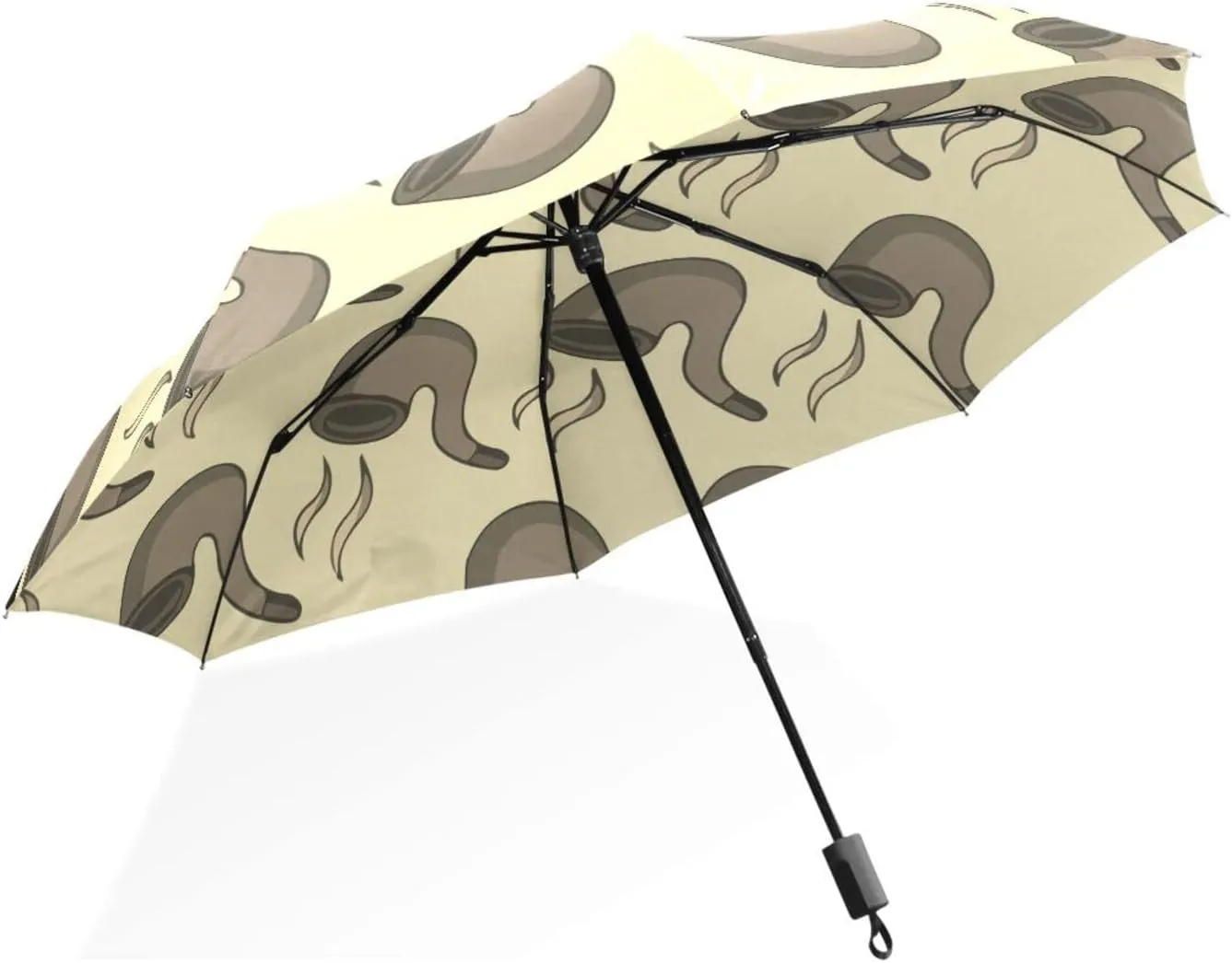 Poeticcity Rain Travel Umbrella, Hand Open Close Windproof Waterproof Folding Umbrella, Compact Canopy Strong Ray Parasol Umbrella
