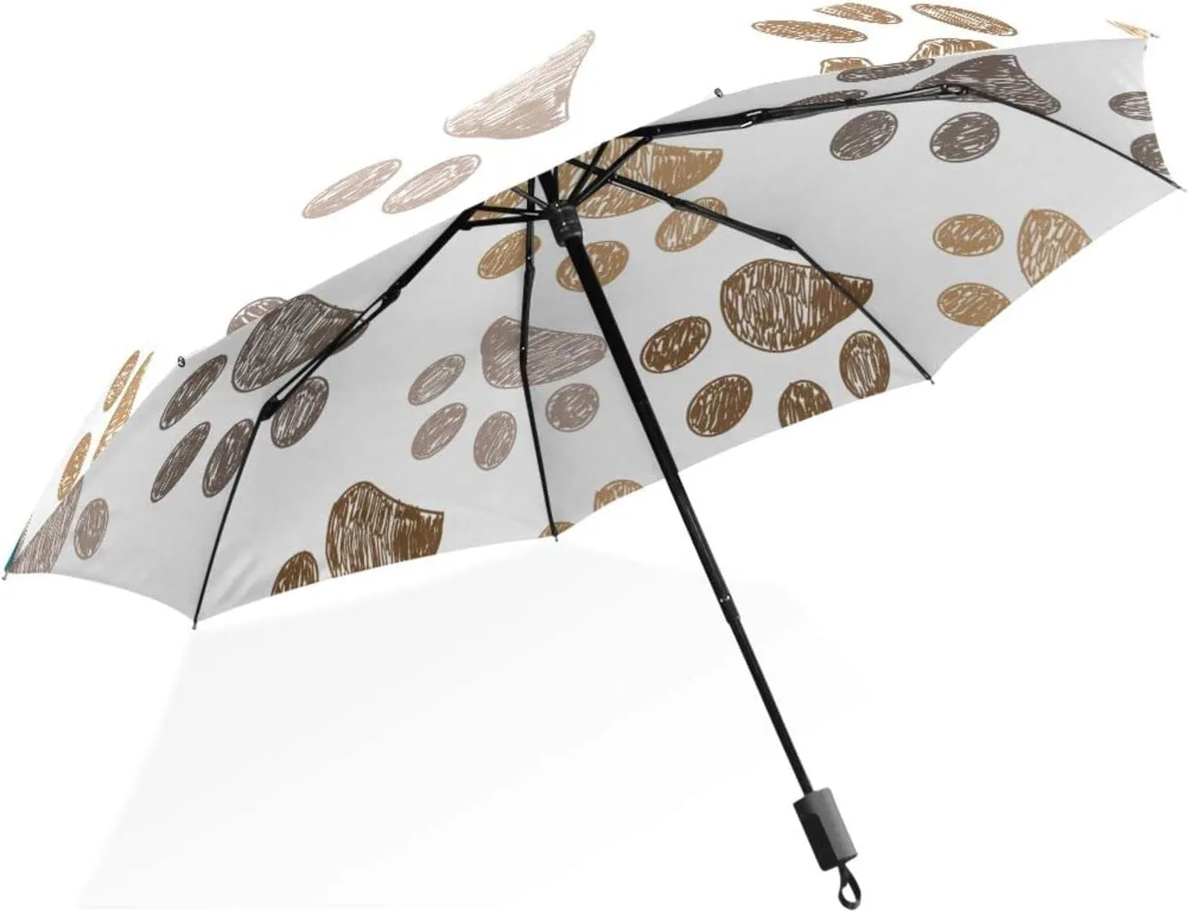 Poeticcity Rain Travel Umbrella, Hand Open Close Windproof Waterproof Folding Umbrella, Compact Canopy Strong Ray Parasol Umbrella