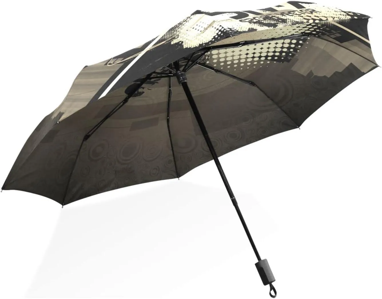 Poeticcity Rain Travel Umbrella, Hand Open Close Windproof Waterproof Folding Umbrella, Compact Canopy Strong Ray Parasol Umbrella