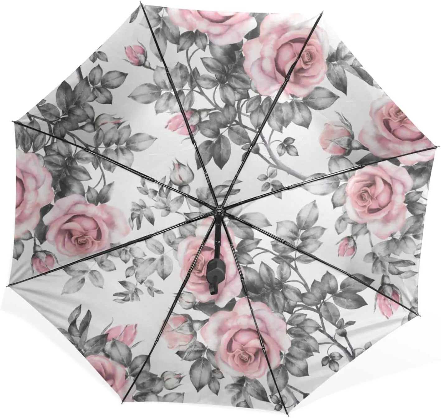 Poeticcity Rain Travel Umbrella, Hand Open Close Windproof Waterproof Folding Umbrella, Compact Canopy Strong Ray Parasol Umbrella