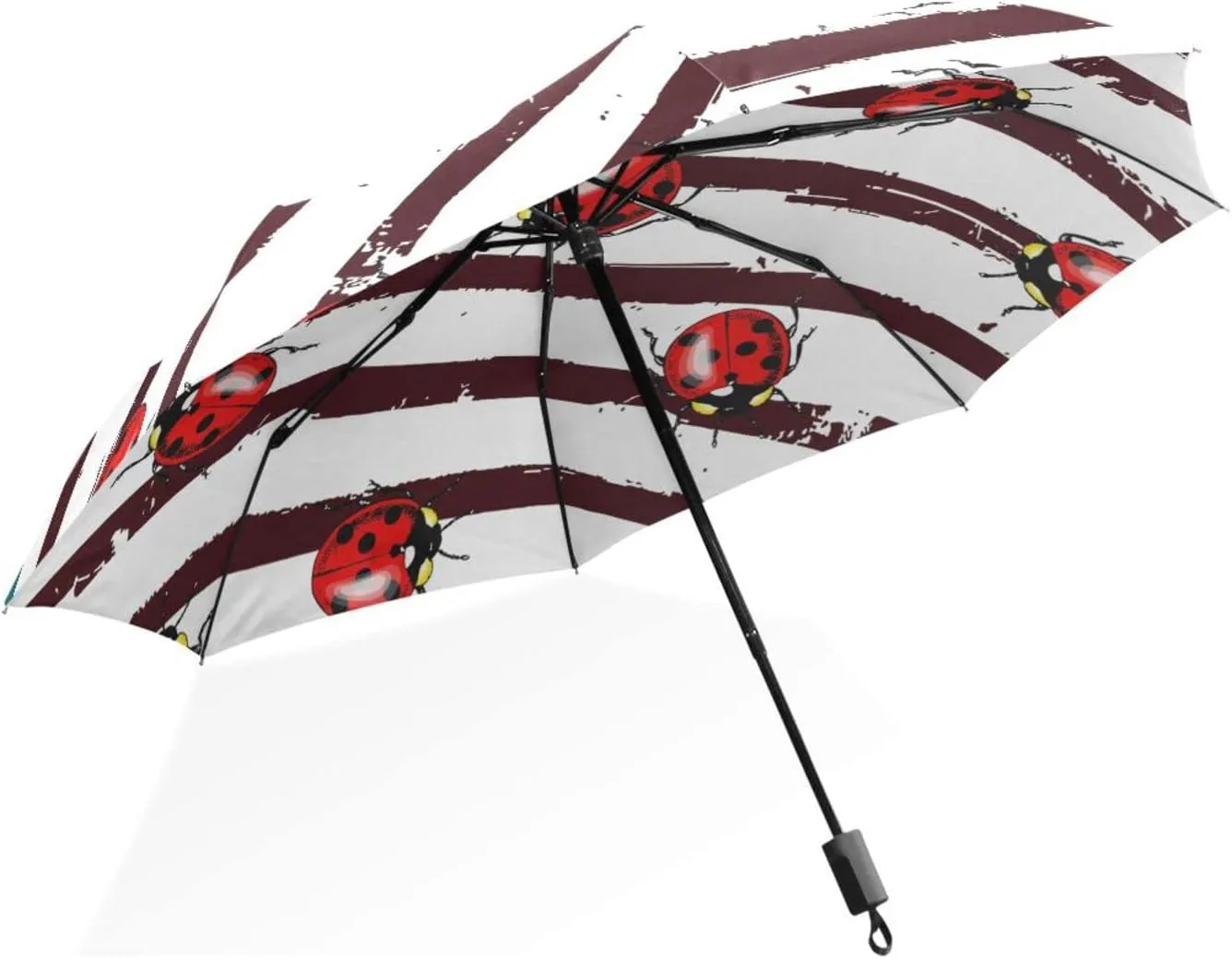 Poeticcity Rain Travel Umbrella, Hand Open Close Windproof Waterproof Folding Umbrella, Compact Canopy Strong Ray Parasol Umbrella
