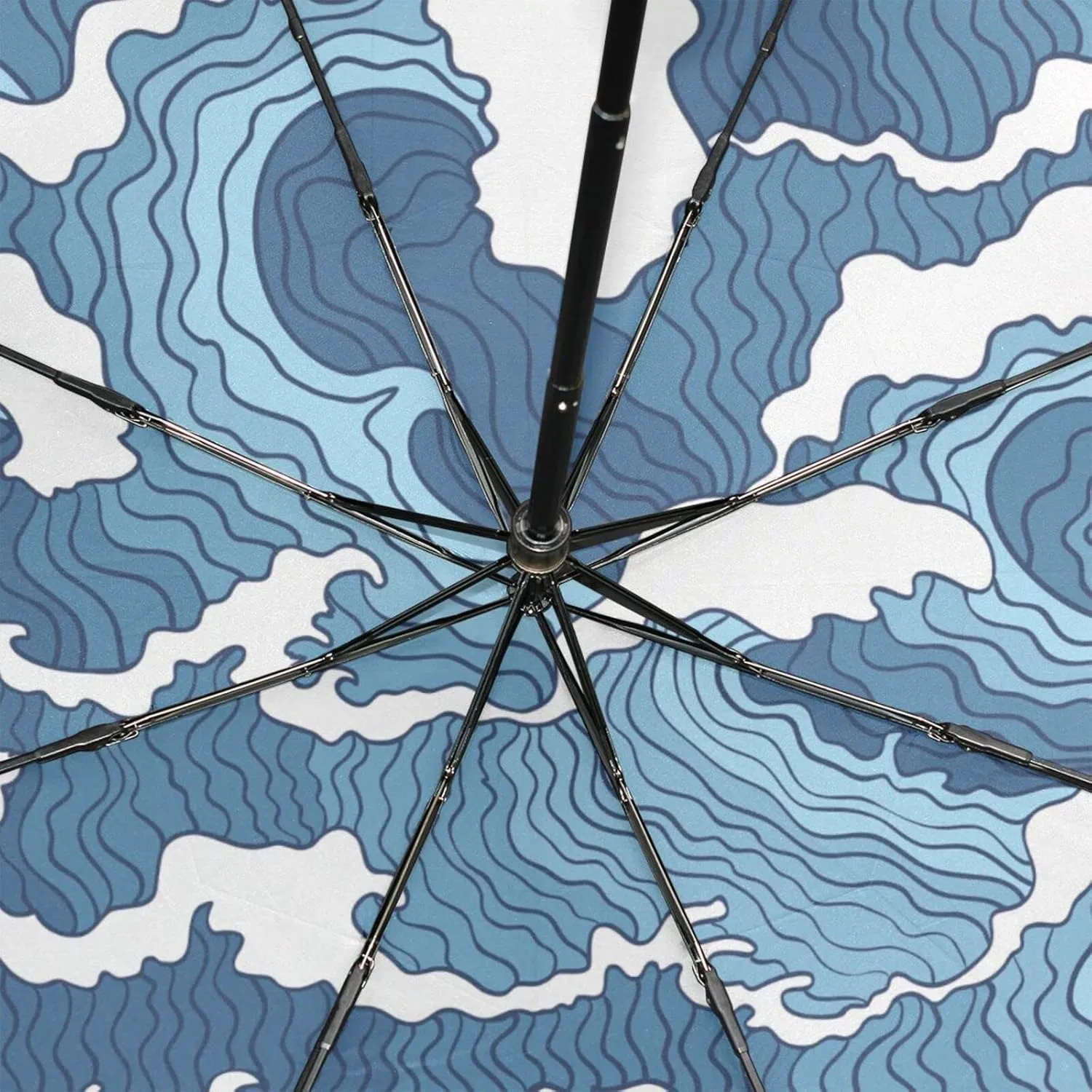 Poeticcity Rain Travel Umbrella, Hand Open Close Windproof Waterproof Folding Umbrella, Compact Canopy Strong Ray Parasol Umbrella