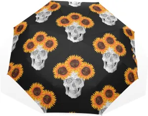Poeticcity Rain Travel Umbrella, Hand Open Close Windproof Waterproof Folding Umbrella, Compact Canopy Strong Ray Parasol Umbrella