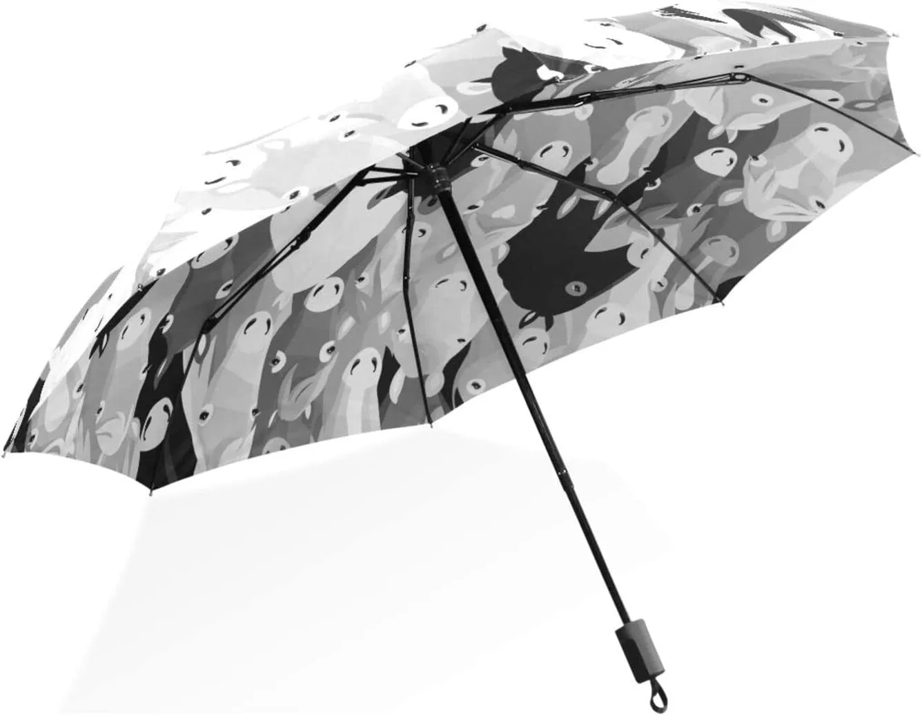 Poeticcity Rain Travel Umbrella, Hand Open Close Windproof Waterproof Folding Umbrella, Compact Canopy Strong Ray Parasol Umbrella