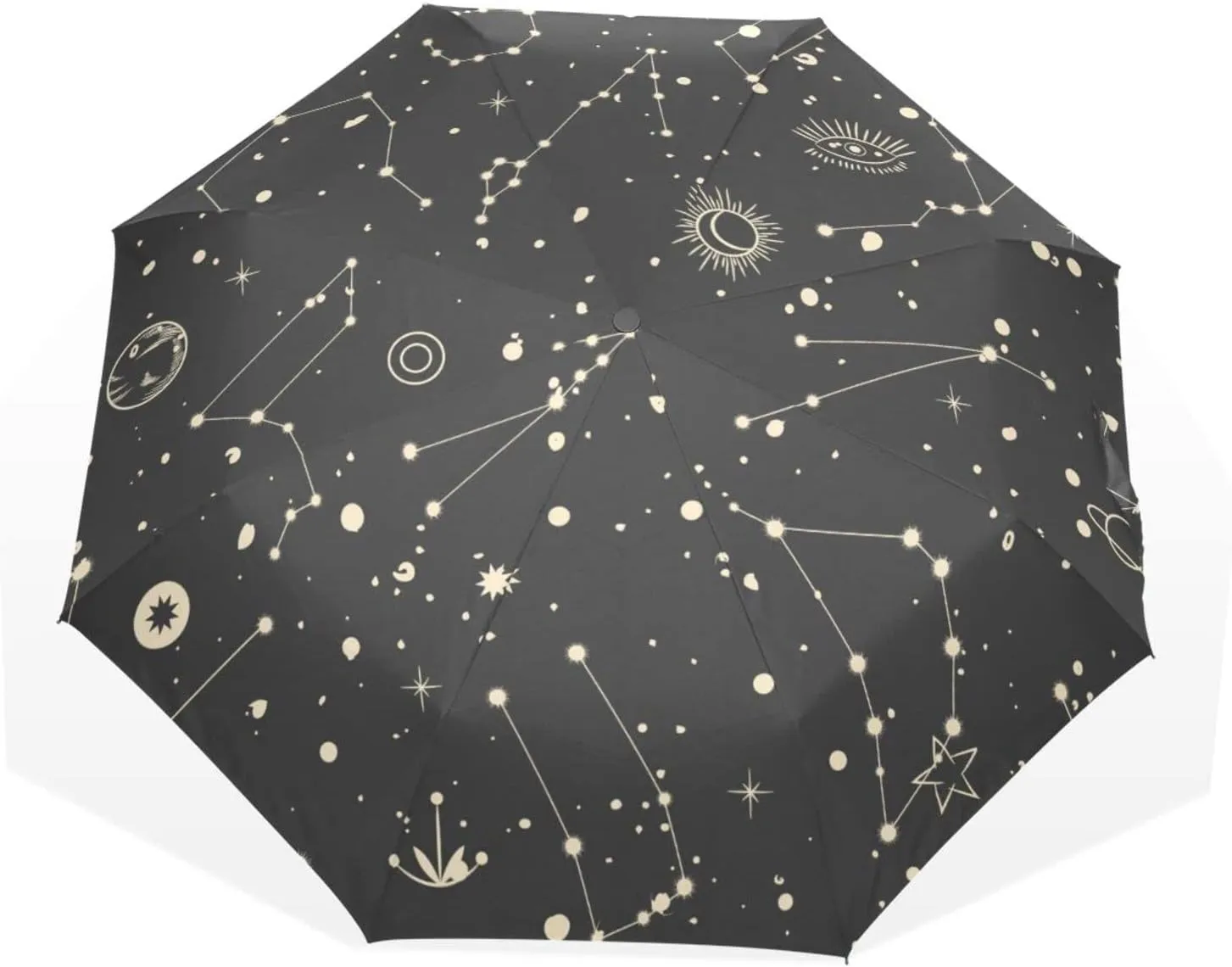 Poeticcity Rain Travel Umbrella, Hand Open Close Windproof Waterproof Folding Umbrella, Compact Canopy Strong Ray Parasol Umbrella
