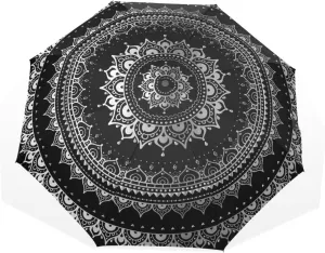 Poeticcity Rain Travel Umbrella, Hand Open Close Windproof Waterproof Folding Umbrella, Compact Canopy Strong Ray Parasol Umbrella