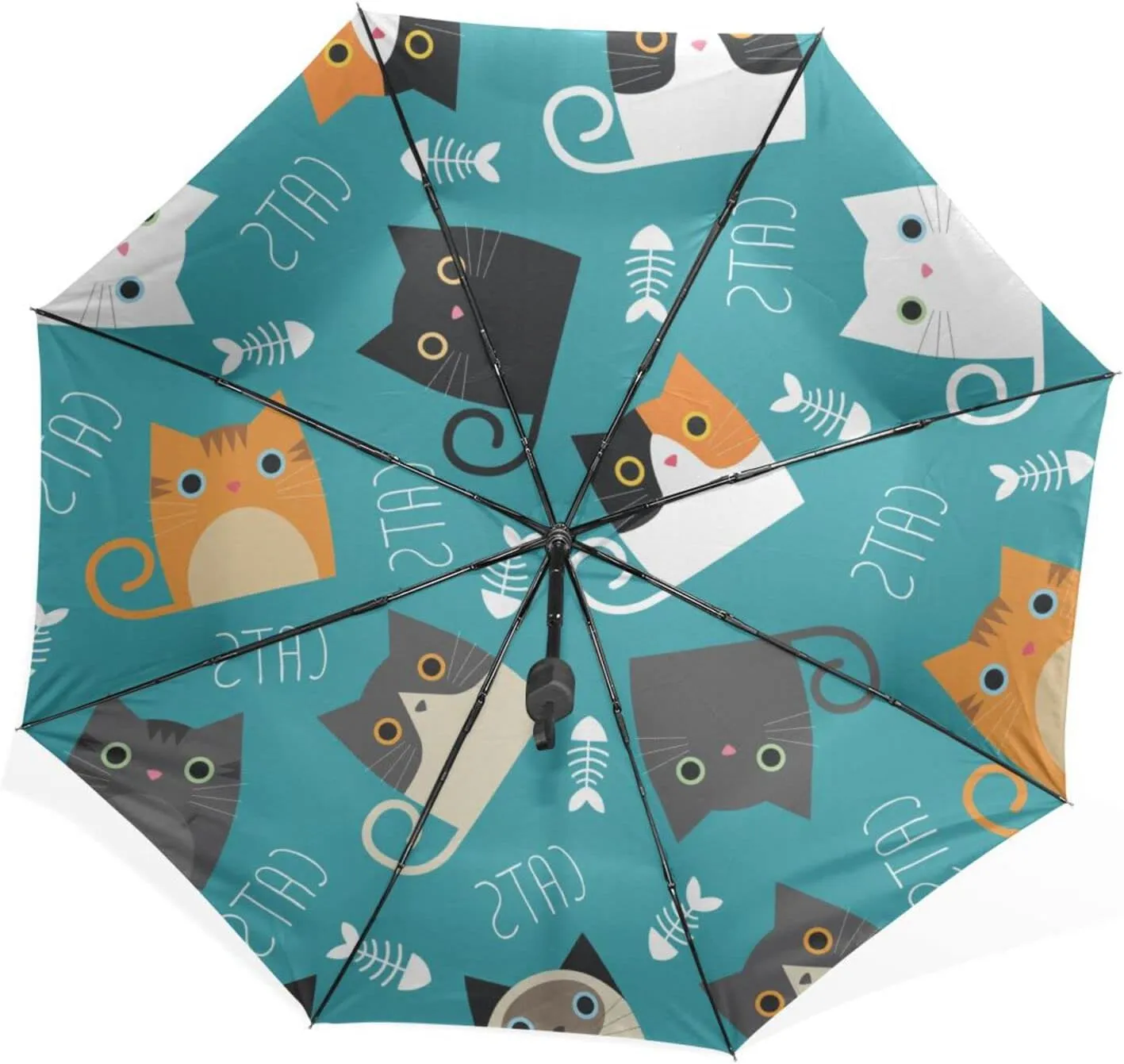 Poeticcity Rain Travel Umbrella, Hand Open Close Windproof Waterproof Folding Umbrella, Compact Canopy Strong Ray Parasol Umbrella