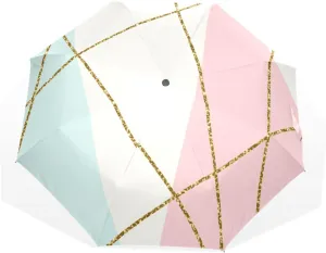 Poeticcity Rain Travel Umbrella, Hand Open Close Windproof Waterproof Folding Umbrella, Compact Canopy Strong Ray Parasol Umbrella