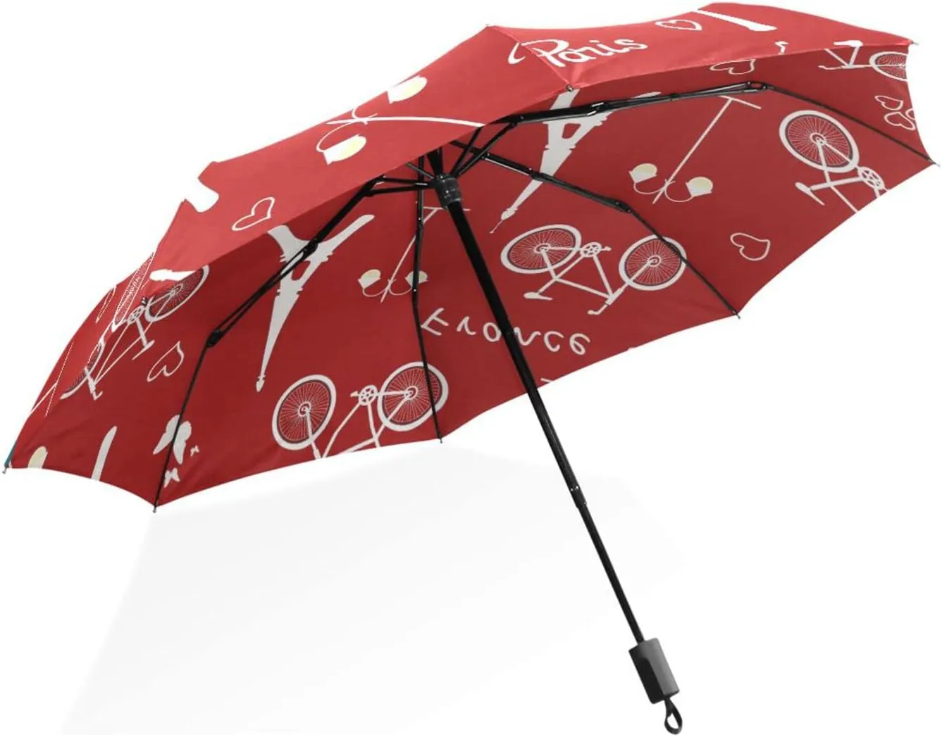 Poeticcity Rain Travel Umbrella, Hand Open Close Windproof Waterproof Folding Umbrella, Compact Canopy Strong Ray Parasol Umbrella