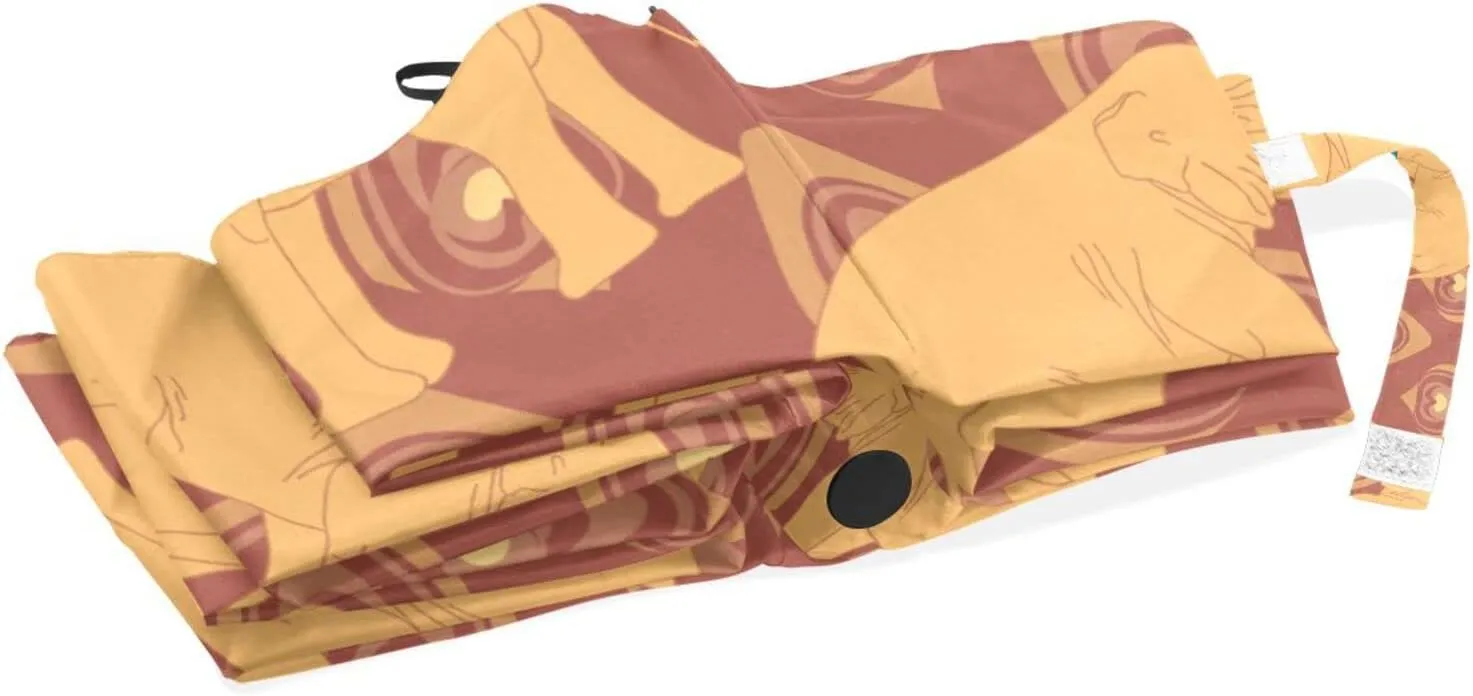Poeticcity Rain Travel Umbrella, Hand Open Close Windproof Waterproof Folding Umbrella, Compact Canopy Strong Ray Parasol Umbrella