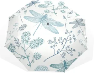 Poeticcity Rain Travel Umbrella, Hand Open Close Windproof Waterproof Folding Umbrella, Compact Canopy Strong Ray Parasol Umbrella