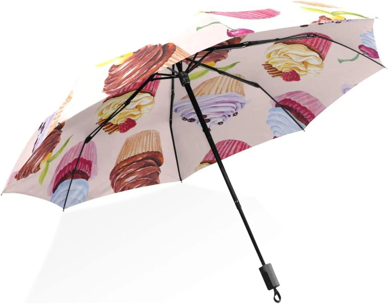 Poeticcity Rain Travel Umbrella, Hand Open Close Windproof Waterproof Folding Umbrella, Compact Canopy Strong Ray Parasol Umbrella