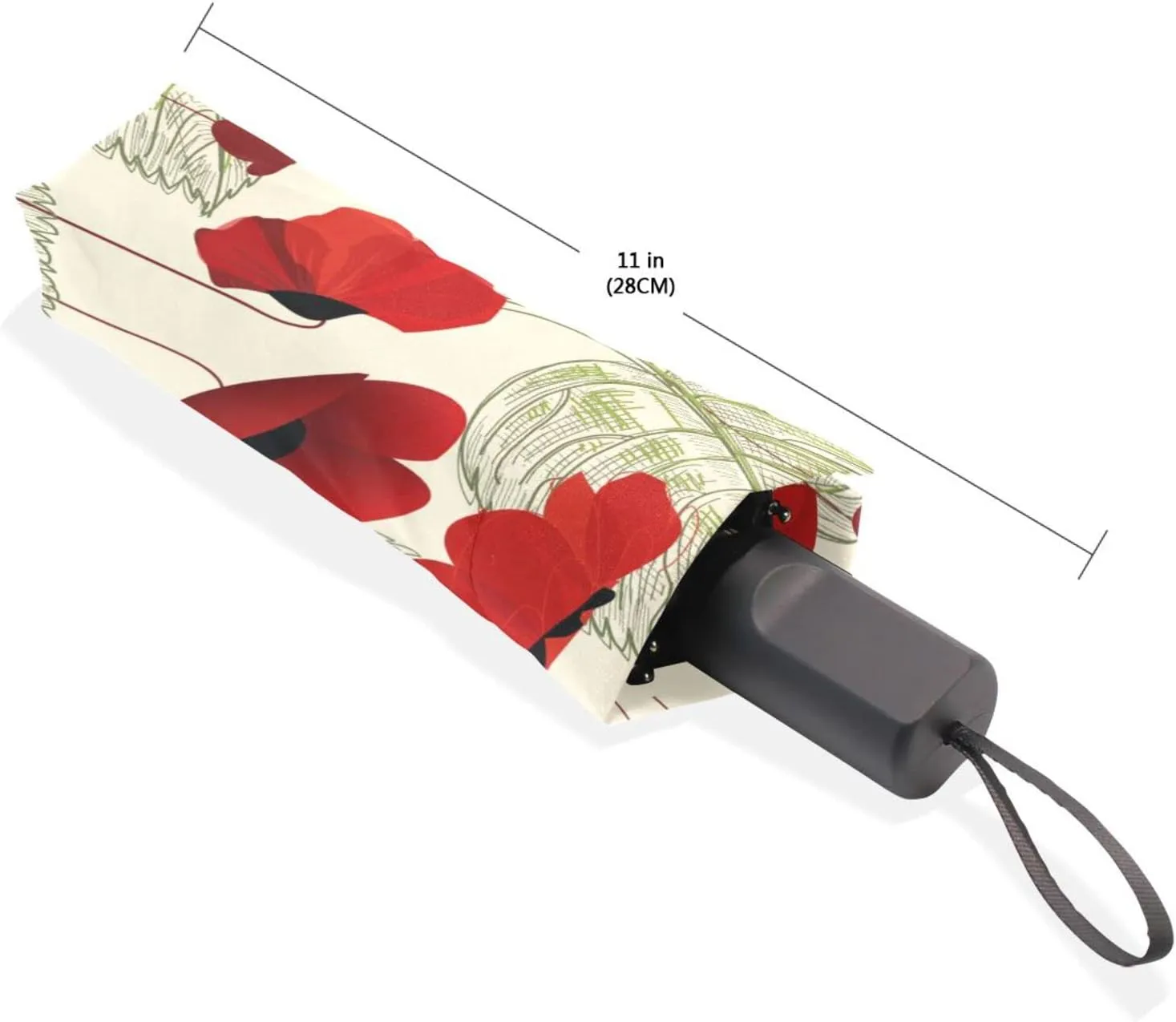 Poeticcity Rain Travel Umbrella, Hand Open Close Windproof Waterproof Folding Umbrella, Compact Canopy Strong Ray Parasol Umbrella