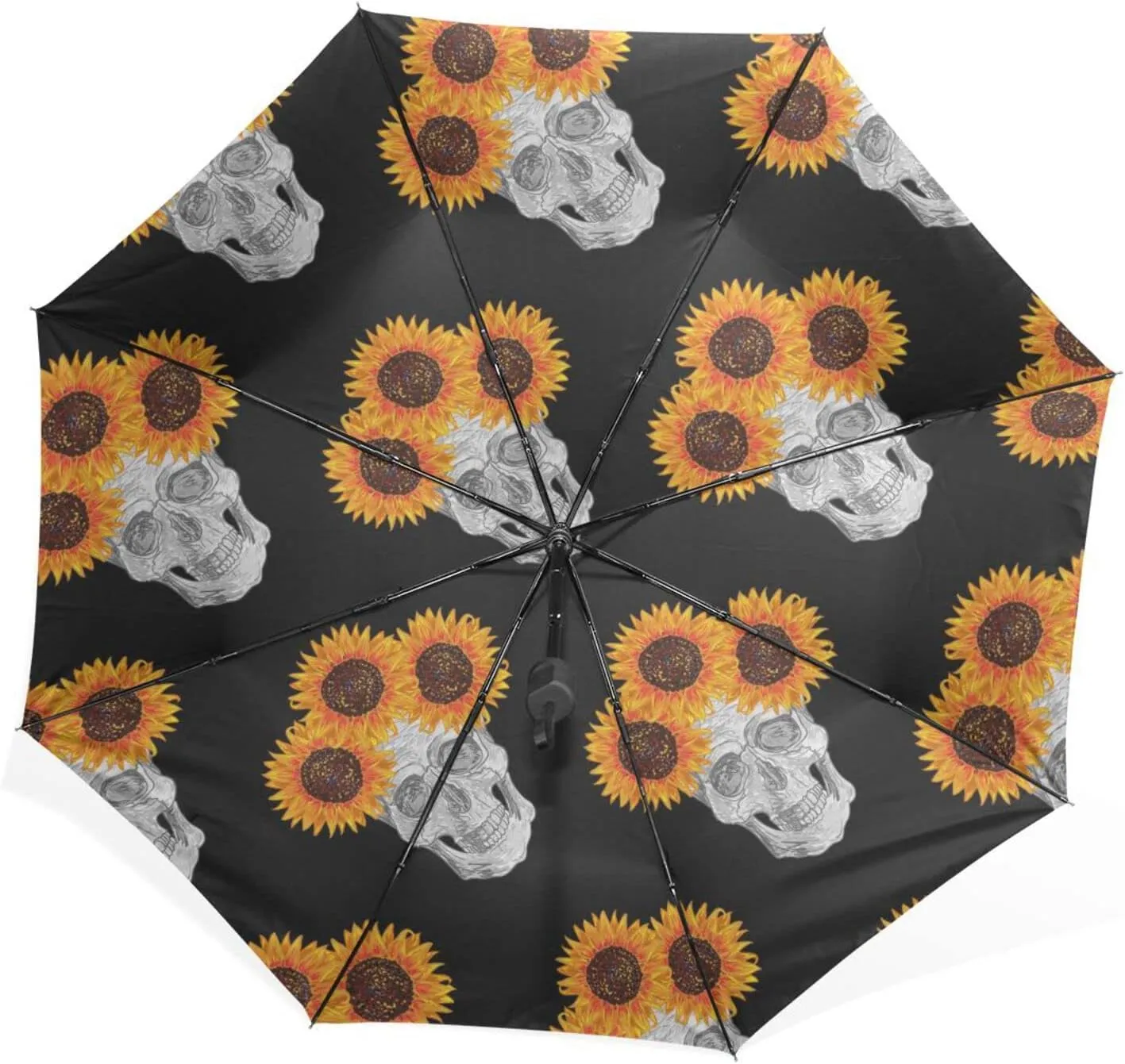 Poeticcity Rain Travel Umbrella, Hand Open Close Windproof Waterproof Folding Umbrella, Compact Canopy Strong Ray Parasol Umbrella