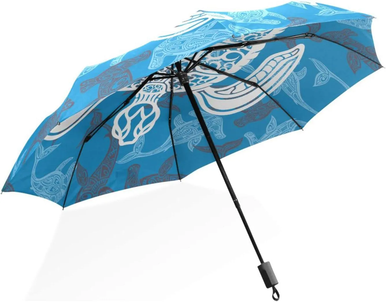 Poeticcity Rain Travel Umbrella, Hand Open Close Windproof Waterproof Folding Umbrella, Compact Canopy Strong Ray Parasol Umbrella