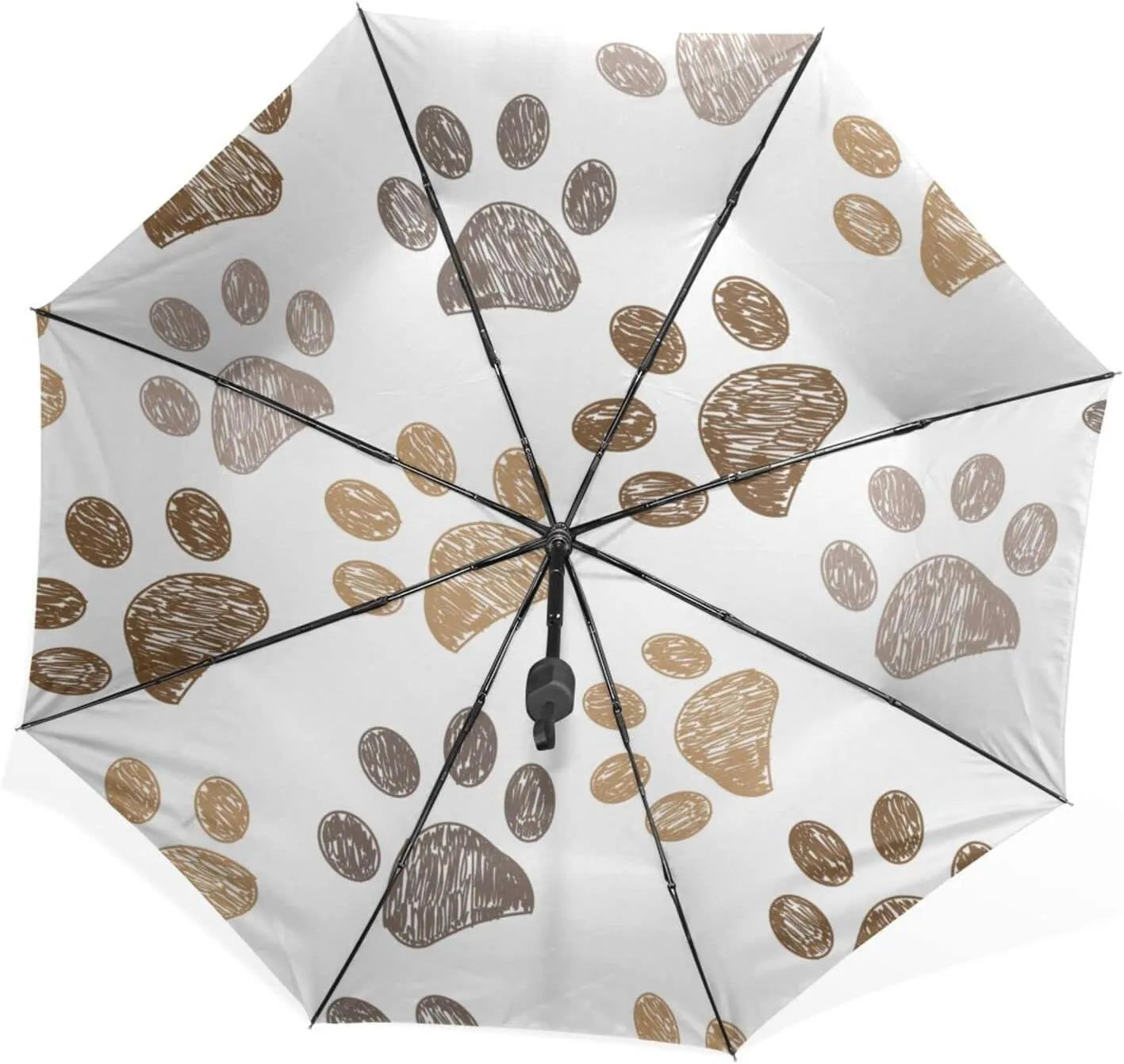 Poeticcity Rain Travel Umbrella, Hand Open Close Windproof Waterproof Folding Umbrella, Compact Canopy Strong Ray Parasol Umbrella