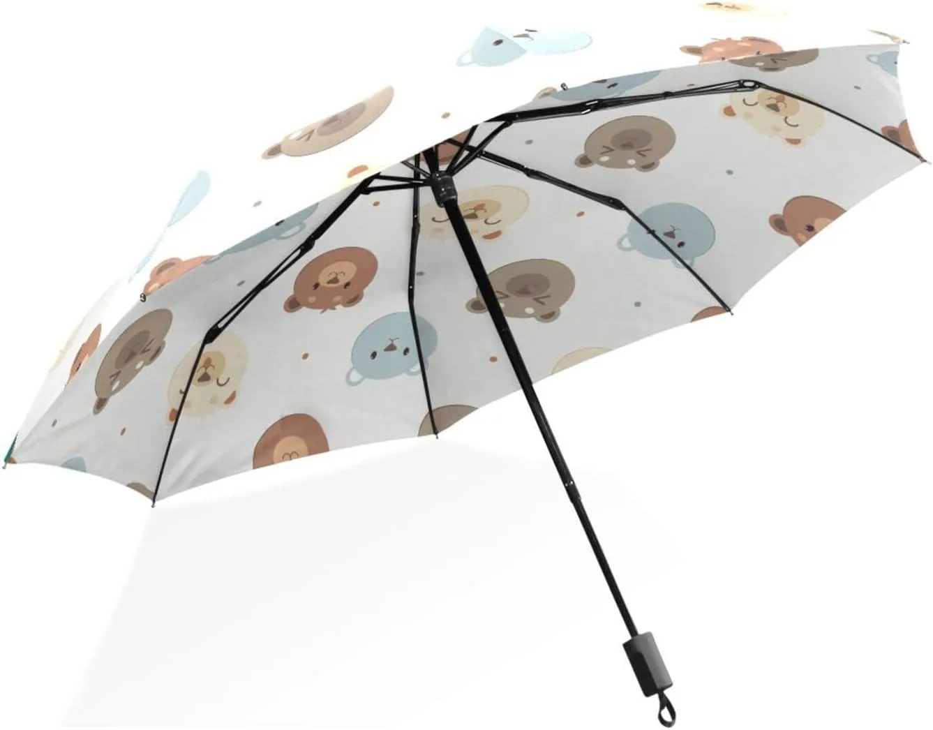 Poeticcity Rain Travel Umbrella, Hand Open Close Windproof Waterproof Folding Umbrella, Compact Canopy Strong Ray Parasol Umbrella