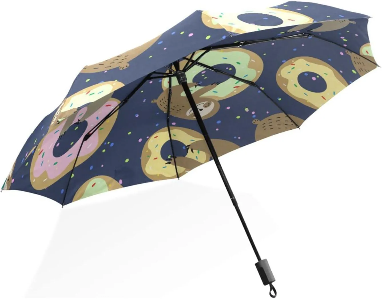 Poeticcity Rain Travel Umbrella, Hand Open Close Windproof Waterproof Folding Umbrella, Compact Canopy Strong Ray Parasol Umbrella